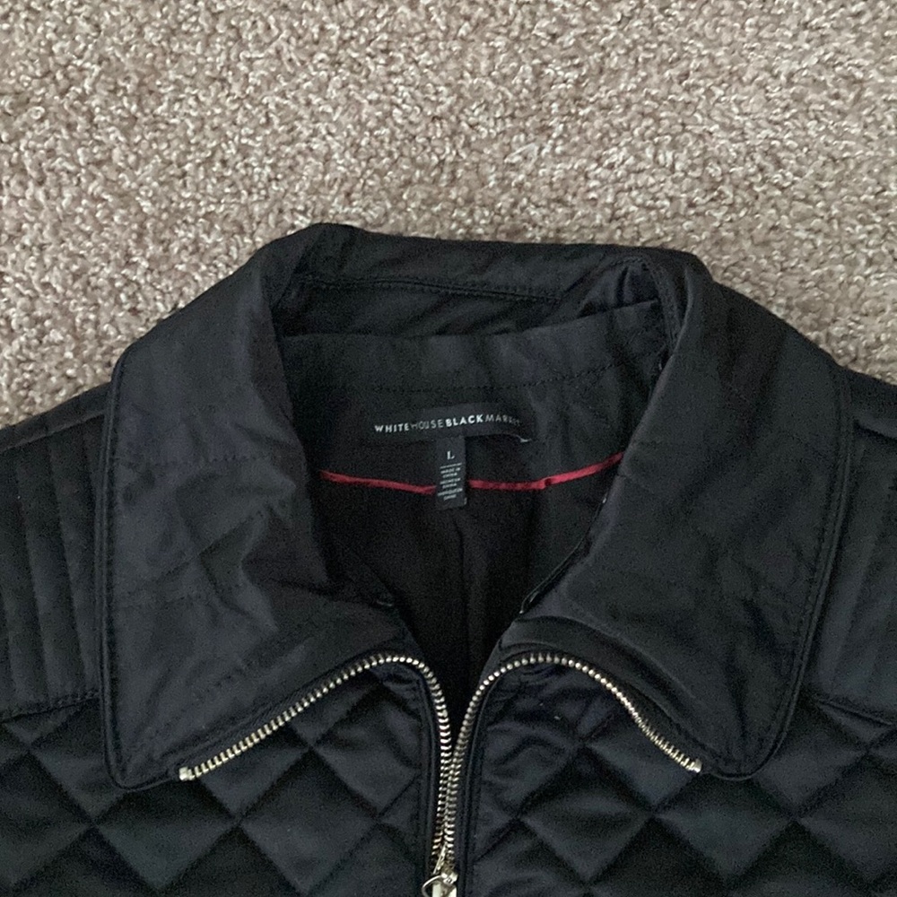 Classic, Cosy Black Puffer Jacket by White House Black Market w/ Faux Fur Collar - Picture 9 of 11